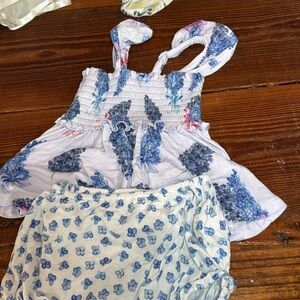 Posh Peanut Blue and White Kids Matching Set